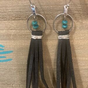Black fringe earrings